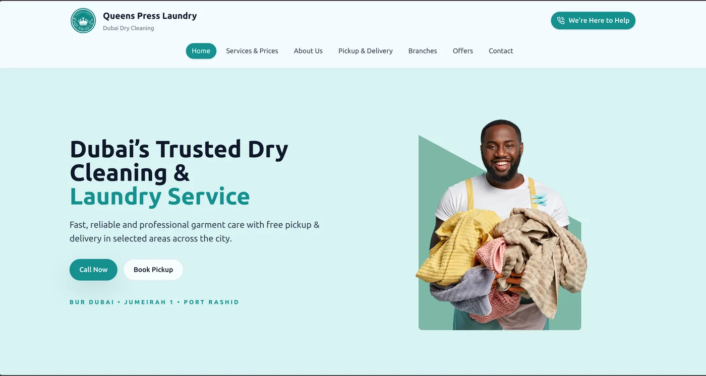 Queens Laundry website preview